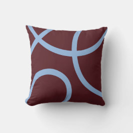 Pillow – Blue Lines on Burgundy Kussen