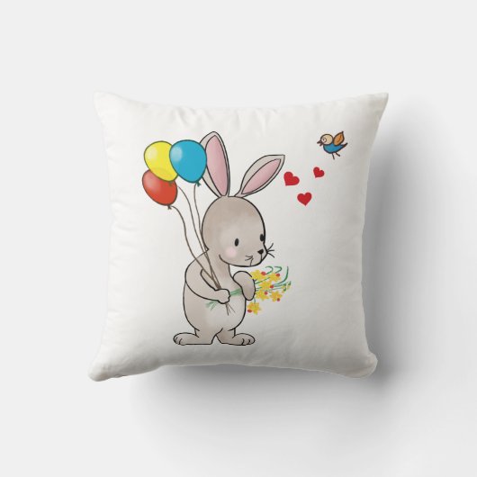 Pillow "Bunny with Balloons" Kussen (Achterkant)