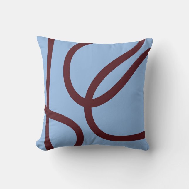 Pillow – Burgundy Lines on Blue Kussen (Voorkant)