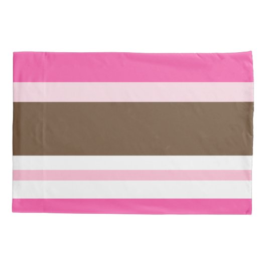 Pillow Case Brown & Pink Stripe Kussensloop (Achterkant)