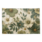 Pillow case green flowers pattern  kussensloop (Achterkant-Rechts)