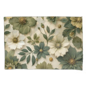 Pillow case green flowers pattern  kussensloop (Voorkant-Links)