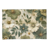 Pillow case green flowers pattern  kussensloop (Voorkant-Rechts)
