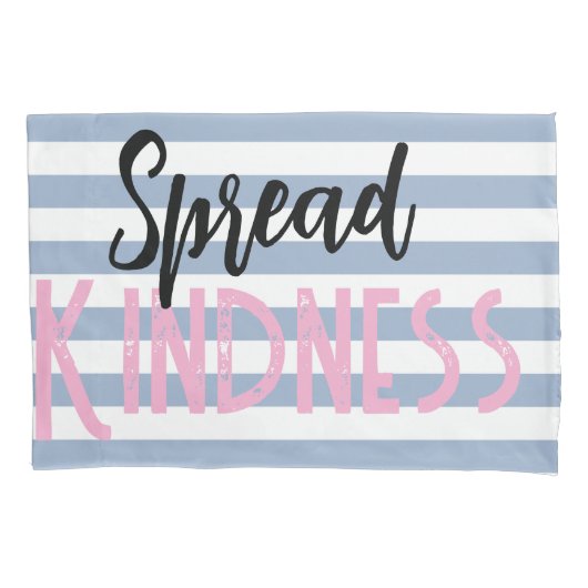 Pillow Case Stripe White and Blue Spread Kindness Kussensloop (Voorkant)