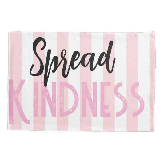 Pillow Case Stripe White and Pink Spread Kindness Kussensloop (Achterkant)
