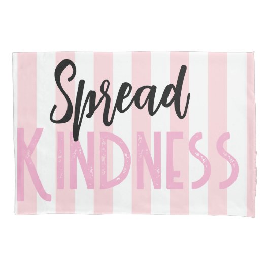 Pillow Case Stripe White and Pink Spread Kindness Kussensloop (Voorkant)