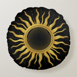 Pillow Celestial Gold Sunburst Cosmic Home Decor Rond Kussen