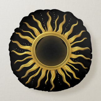 Pillow Celestial Gold Sunburst Cosmic Home Decor Rond Kussen