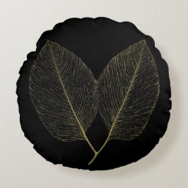 Pillow Chic Golden Foliage Noir Accent Decor Rond Kussen