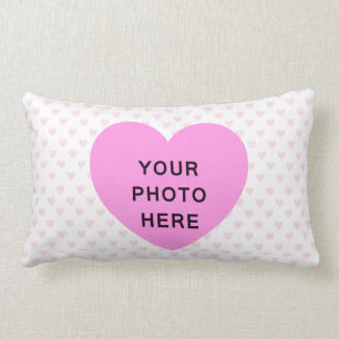 PILLOW CUSHION roze witte harten polka punt foto Kussen