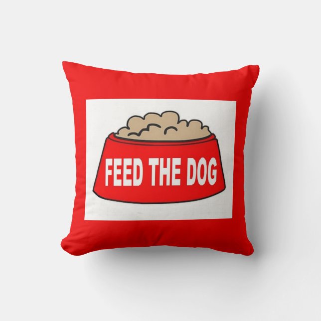 Pillow Dog Bowl Red Feed De hond Kussen (Voorkant)