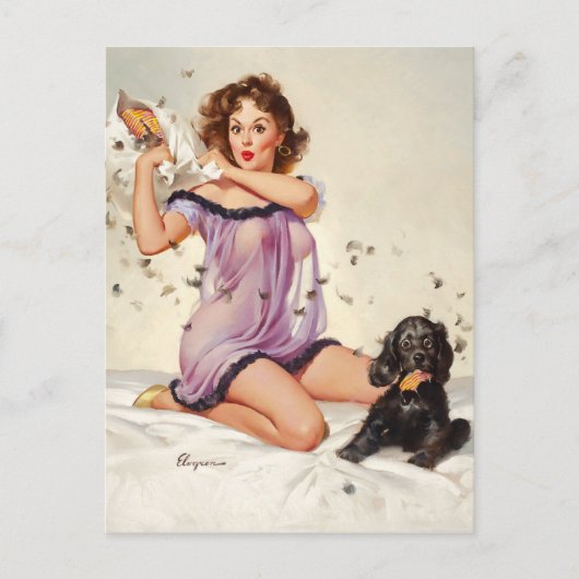 Pillow Fight Pin Up Briefkaart (Voorkant)