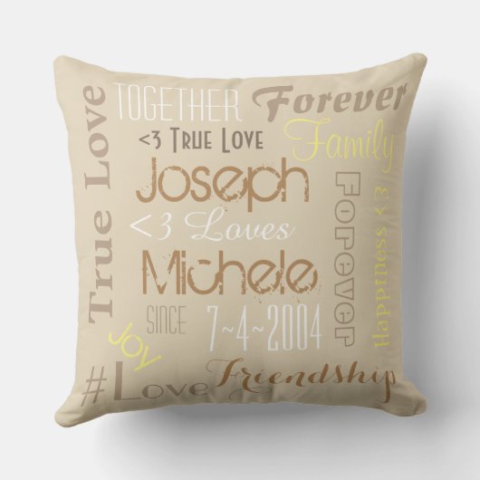 Pillow Forever Love Persoonlijke namen en datum Kussen (Achterkant)