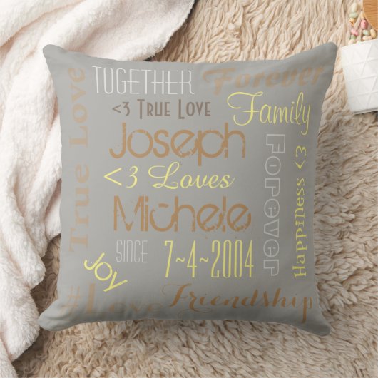 Pillow Forever Love Persoonlijke namen en datum Kussen (Deken)