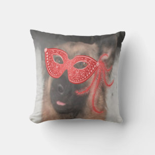 Pillow German Shepherd Mardi Gras Mask Red Kussen