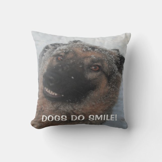 Pillow German Shepherd Smiling, Dogs Do Smile Kussen (Voorkant)
