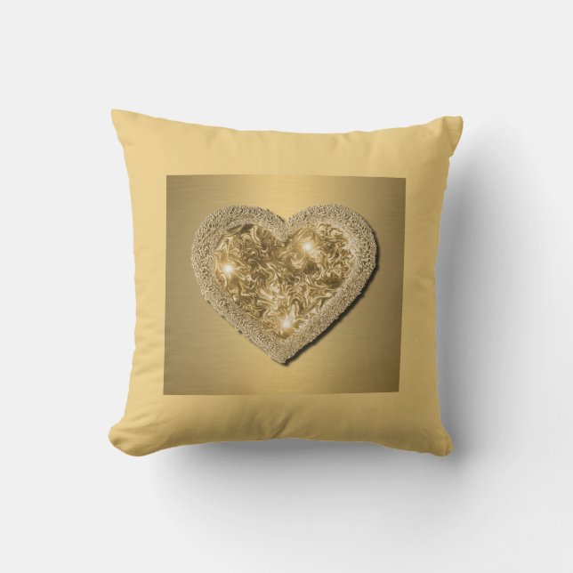 Pillow Gold met Gold Heart Kussen (Voorkant)