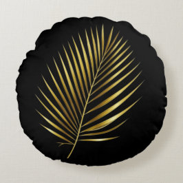 Pillow Golden Palm Frond Exotic Luxe Cushion Rond Kussen