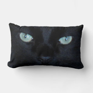 Pillow - Green Eyes of Black Cat Kussen