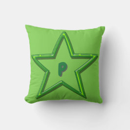 Pillow - Green Star met Initiaal Kussen