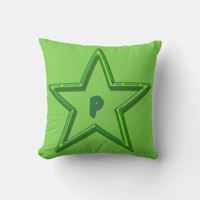 Pillow - Green Star met Initiaal Kussen (Voorkant)
