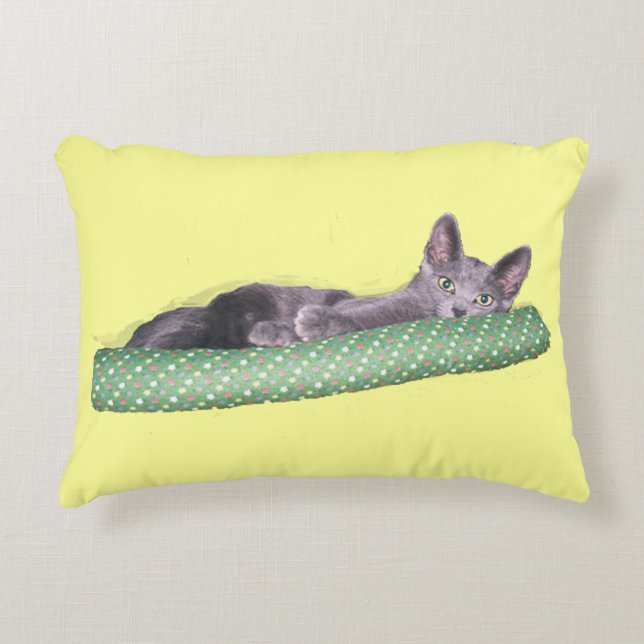 Pillow - Grey Kitten Accent Kussen (Voorkant)