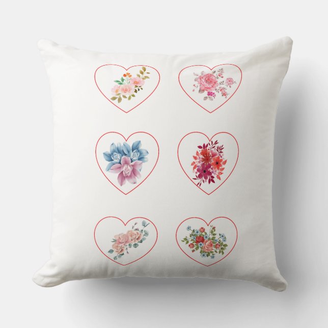 Pillow Hearts met bloemen Kussen (Voorkant)