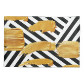 Pillow Hoesje Black & White Stripe Gold Kussensloop (Achterkant)