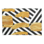 Pillow Hoesje Black & White Stripe Gold Kussensloop (Voorkant)