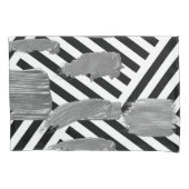 Pillow Hoesje Black & White Stripe Silver Kussensloop (Voorkant)