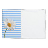 Pillow Hoesje Blue and White Stripe Daisy Kussensloop (Achterkant)