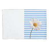 Pillow Hoesje Blue and White Stripe Daisy Kussensloop (Voorkant)