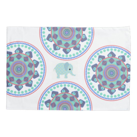 Pillow Hoesje Blue Elephant Mandala Kussensloop (Achterkant)