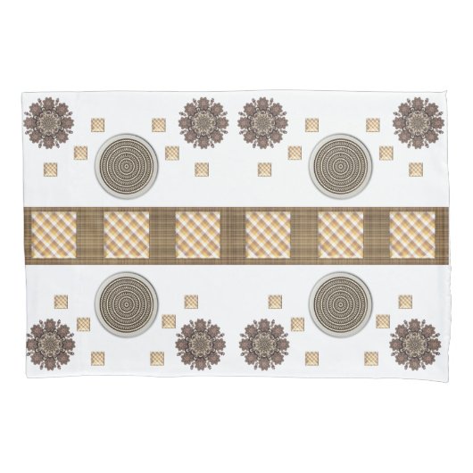 Pillow Hoesje Brown Floral Squared Kussensloop (Voorkant)