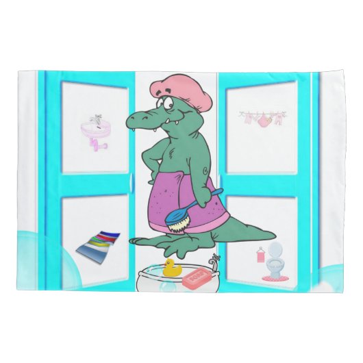 Pillow Hoesje Bubble Bath Alligator Kussensloop (Achterkant)
