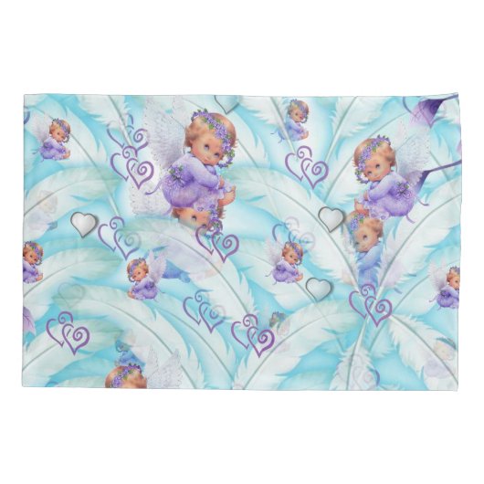 Pillow Hoesje Floral Feathers Baby Angel Kussensloop (Achterkant)