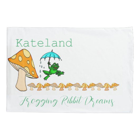 Pillow Hoesje Frogging Ribbit Dreams paddenstoel Kussensloop (Achterkant)