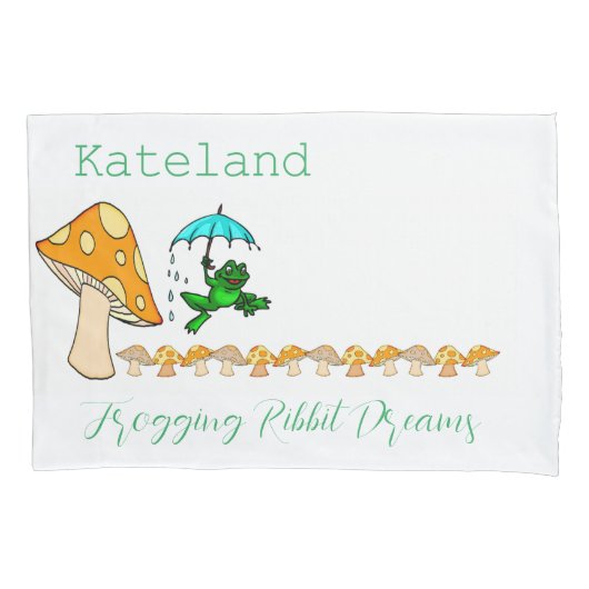 Pillow Hoesje Frogging Ribbit Dreams paddenstoel Kussensloop (Voorkant)
