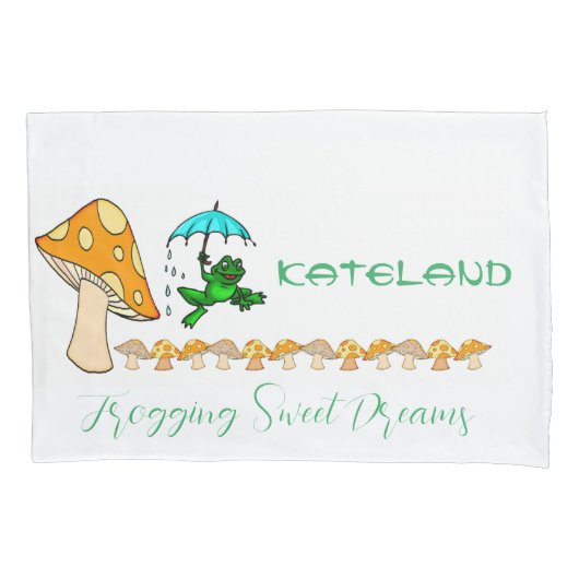 Pillow Hoesje Frogging Sweet Dreams Mushroom Kussensloop (Voorkant)