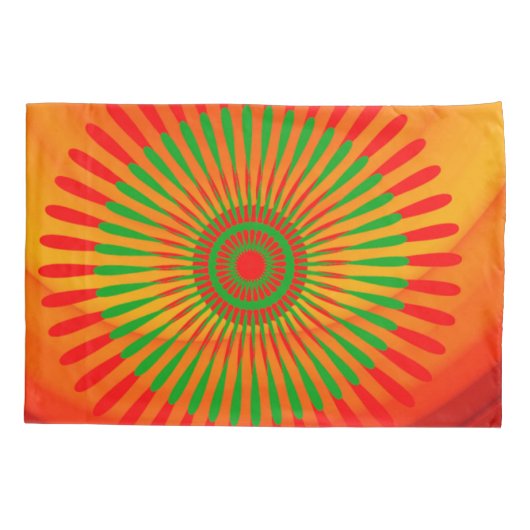 Pillow Hoesje Green Red Circular Kussensloop (Achterkant)