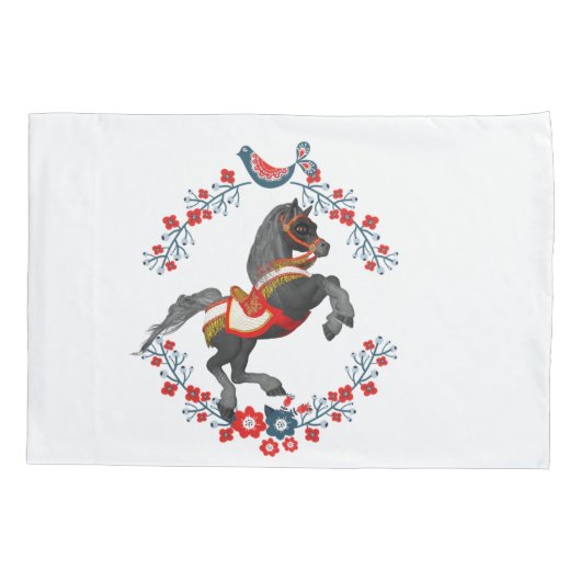 Pillow Hoesje Horse Floral Kussensloop (Achterkant)