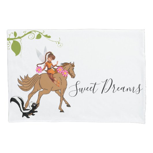 Pillow Hoesje Horse Skunk Fairy Floral Kussensloop (Voorkant)