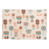 Pillow-Hoesje - Modern Floral Design Beige en Blue Kussensloop (Achterkant-Links)