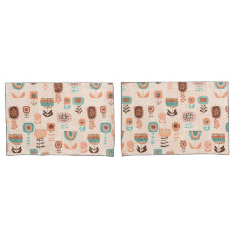 Pillow-Hoesje - Modern Floral Design Beige en Blue Kussensloop