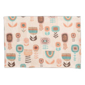 Pillow-Hoesje - Modern Floral Design Beige en Blue Kussensloop (Voorkant-Links)