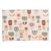 Pillow-Hoesje - Modern Floral Design Beige en Blue Kussensloop (Voorkant-Rechts)