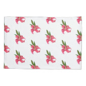 Pillow Hoesje Pink Lily Floral Kussensloop (Achterkant)