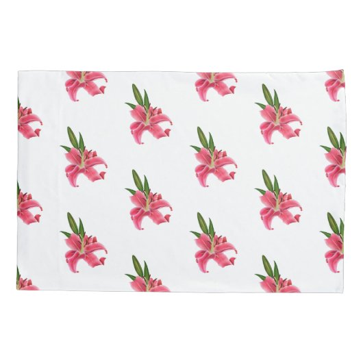 Pillow Hoesje Pink Lily Floral Kussensloop (Achterkant)