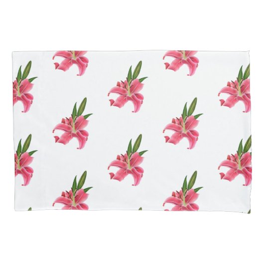 Pillow Hoesje Pink Lily Floral Kussensloop (Voorkant)