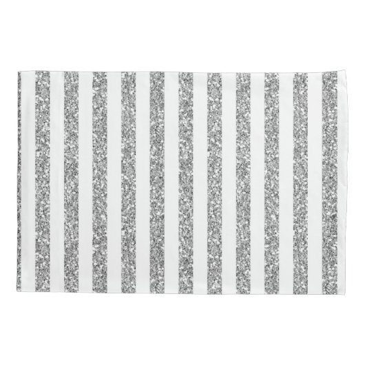 Pillow Hoesje Silver en White Stripe Kussensloop (Achterkant)